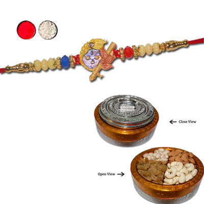 "Rakhi - FR- 8390 A (Single Rakhi),  Millionaire Dry Fruit Box - Code DFB9000 - Click here to View more details about this Product